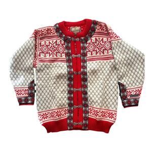 Dale of Norway Classic Lusekofte Jacket Small Unisex 100% Wool Red White Black